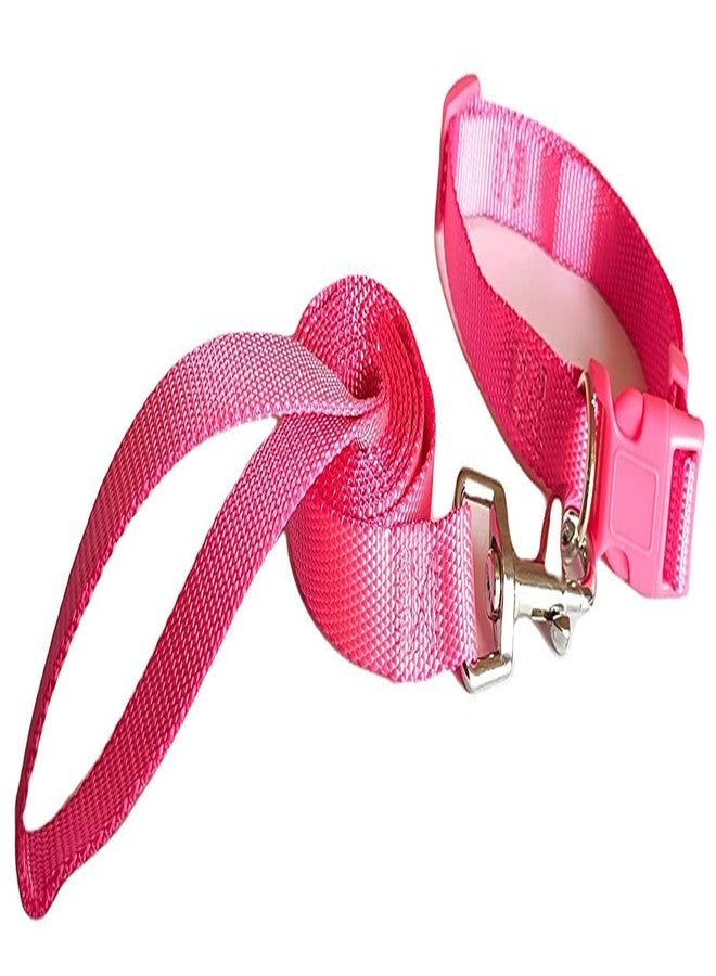 Pet Guard Small Puppy Nylon Leash with Adjustable Collar Leash Set for Cats and Dog Nylon Plain Strip Dog Leash Collar Set for Puppies 10MM (Pink) - Image 1